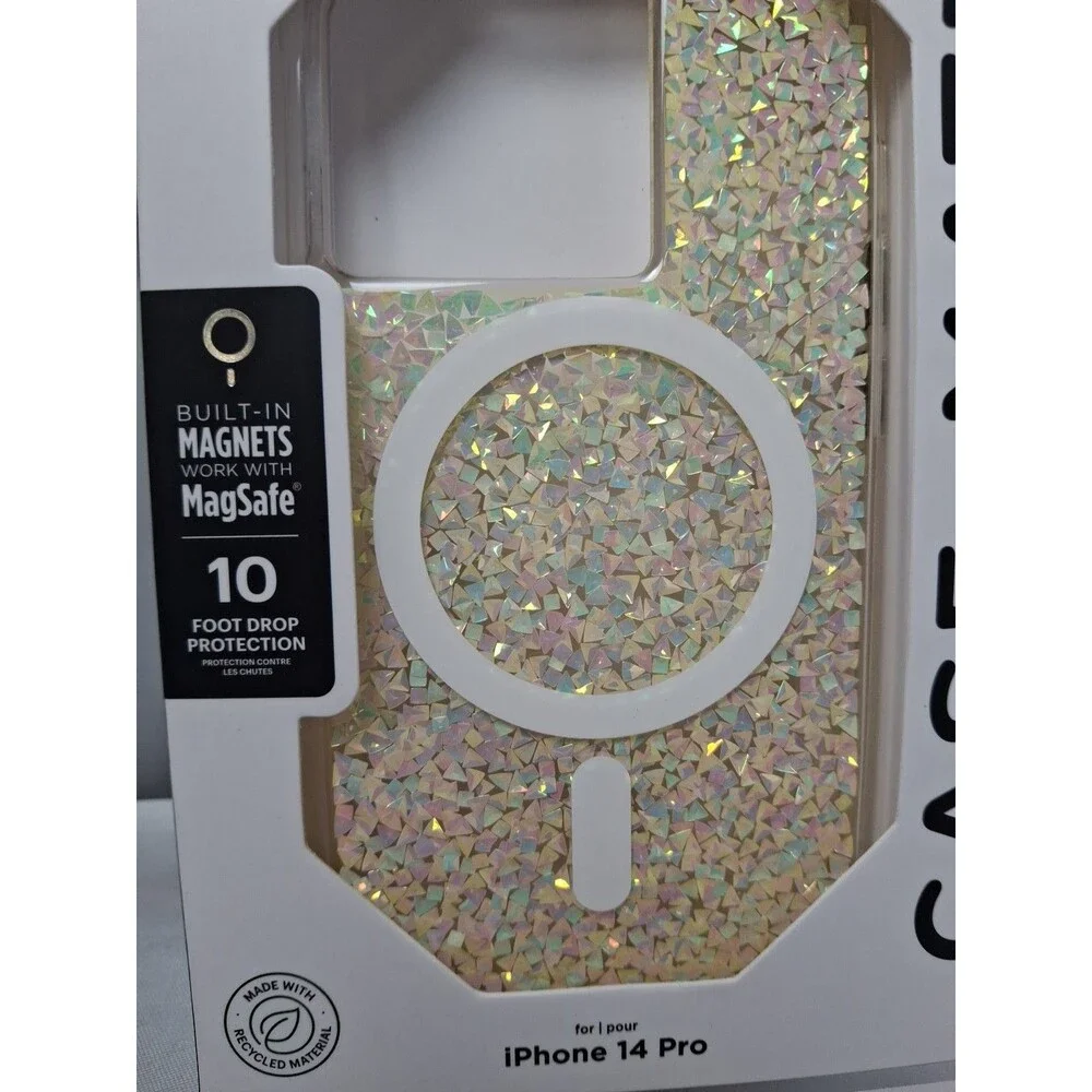 CASE-MATE MagSafe Iridescent Glitter Case for Iphone 14 Pro 10ft Drop Protection